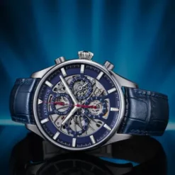 Aerowatch Lederarmband-Les Grandes Classiques Chrono Skeleton - A 61989 AA07 1/2 SQ