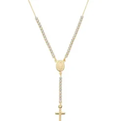 Amen (Kette mit) Kreuz-Rosary Style Tennis Cross Halskette - CLCRMIGBZ4