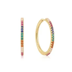 Ania Haie Ohrringe-Gold Rainbow Pavé Hoop Ohrringe - E052-01G