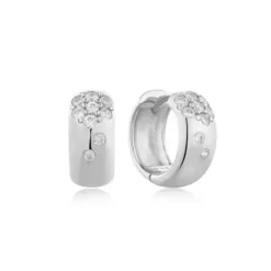 Ania Haie Ohrringe-Silver Sparkle Chubby Huggie Hoop Ohrringe - E054-05H