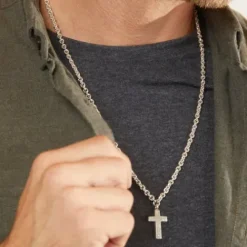 Bikergold (Kette mit) Kreuz-Ankerkette Anhänger Cross - BG10007