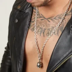 Bikergold Halsketten-Ankerkette Anhänger Skull - BG10003