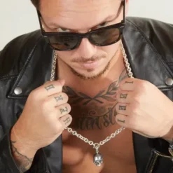 Bikergold Halsketten-Ankerkette Anhänger Skull - BG10003