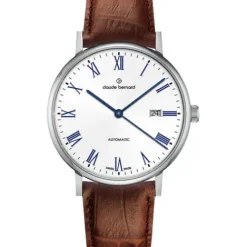 Claude Bernard Lederarmband-Slim Line Automatic - 80102 3 BRBU