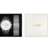 Cluse Lederarmband-Aravis Chrono Silver Gift Box - CG21004