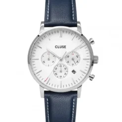 Cluse Lederarmband-Aravis Chrono Silver Gift Box - CG21004