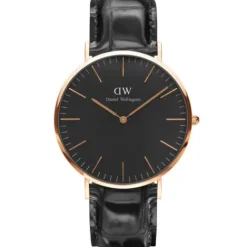 Daniel Wellington Lederarmband-Classic Black Reading Rose Gold