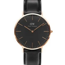 Daniel Wellington Lederarmband-Classic Black Sheffield Rose Gold