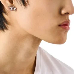 Diesel Ohrringe-Oval D Logo Einzel Ohrstecker - DX1502040