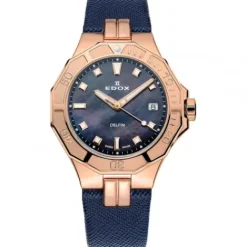 Edox Lederarmband-Delfin Diver Date Lady - 53020 37RC NANR