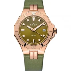 Edox Lederarmband-Delfin Diver Date Lady - 53020 37RC VR