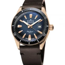 Edox Lederarmband-Skydiver Date Automatic Limited Edition - 80126 BRN BUIDR