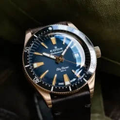 Edox Lederarmband-Skydiver Date Automatic Limited Edition - 80126 BRN BUIDR