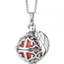 Engelsrufer Halsketten-Halskette mit Flügel Perlmutt Rot Silber - ERN-ER23-25-XS