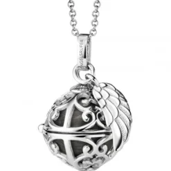 Engelsrufer Halsketten-Halskette mit Flügel Perlmutt Grau Silber - ERN-ER23-27-XS