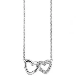 Julie Julsen (Kette mit) Herz-Amore Halskette 2 Herzen Silber - JJNE0260.1