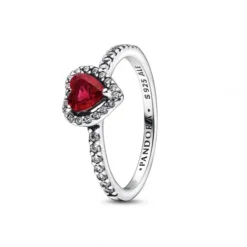 Pandora (Kette mit) Herz-Ausgeprägtes Rotes Herz Ring - 198421C02