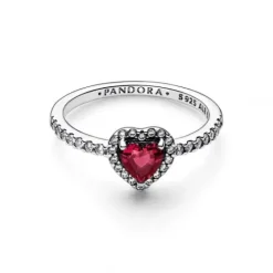 Pandora (Kette mit) Herz-Ausgeprägtes Rotes Herz Ring - 198421C02