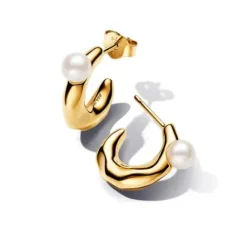 Pandora Ohrringe-Behandelte Süsswasserzuchtperle & Organisch Geformte Ohrringe - 263261C01