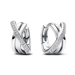Pandora Ohrringe-Überkreuzte Pavé Creolen - 293150C01