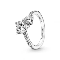 Pandora (Kette mit) Herz-Doppel Herz Funkelnder Ring - 191198C01