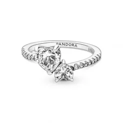 Pandora (Kette mit) Herz-Doppel Herz Funkelnder Ring - 191198C01