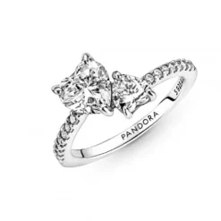 Pandora (Kette mit) Herz-Doppel Herz Funkelnder Ring - 191198C01