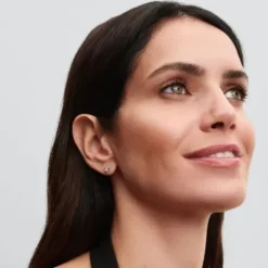 Pandora (Kette mit) Herz-Erhabenes rosafarbenes Herz Ohrstecker - 298427C02