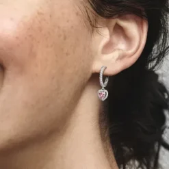 Pandora (Kette mit) Herz-Funkelndes Strahlenkranz Herz Ohrringe - 291445C01