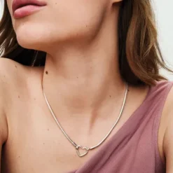 Pandora (Kette mit) Herz-Herzverschluss Schlangen-Gliederhalskette - 393377C00-45