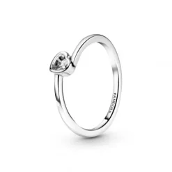 Pandora (Kette mit) Herz-Klares Geneigtes Herz Solitär Ring - 199267C02