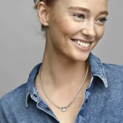 Pandora (Kette mit) Herz-Moments Gliederhalskette mit Nieten - 392451C00-45