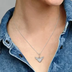 Pandora (Kette mit) Herz-Pavé Herz und Engelsflügel Halskette - 398505C01-45
