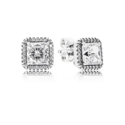 Pandora Ohrringe-Quadratischer funkelnder Strahlenkranz Ohrstecker - 290591CZ