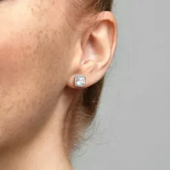 Pandora Ohrringe-Quadratischer funkelnder Strahlenkranz Ohrstecker - 290591CZ