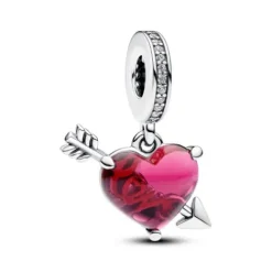 Pandora (Kette mit) Herz-Rotes Herz & Pfeil Murano Glas Charm - 793085C01