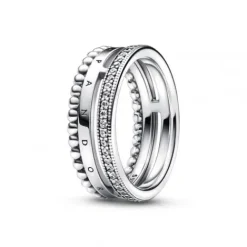 Pandora Ringe-Signature Logo Pavé & Perlen Ring - 192312C01