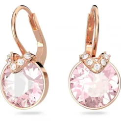 Swarovski Ohrringe-Bella V Drop Ohrhänger Rundschliff Rosa Roségold - 5662114