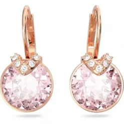 Swarovski Ohrringe-Bella V Drop Ohrhänger Rundschliff Rosa Roségold - 5662114