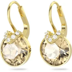 Swarovski Ohrringe-Bella V Drop Ohrhänger Rundschliff Gold - 5662093