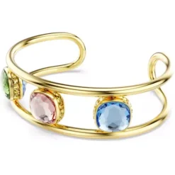 Swarovski Armbänder-Chroma Armreif Kissenschliff Grün Gold