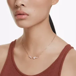 Swarovski Halsketten-Constella Halskette Kristallperle Rundschliffe Weiss Roségold Legierungsschicht - 5729504