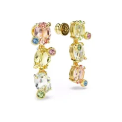 Swarovski Ohrringe-Gema Drop Ohrhänger Asymmetrisches Design Verschiedene Schliffe Mehrfarbig Gold - 5714815
