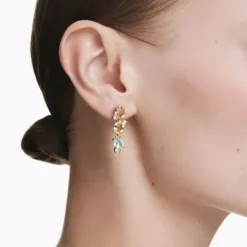 Swarovski Ohrringe-Gema Drop Ohrhänger Asymmetrisches Design Verschiedene Schliffe Mehrfarbig Gold - 5714815