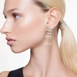 Swarovski Ohrringe-Imber Drop Ohrhänger Rundschliff Chandelier Weiss Gold - 5680093