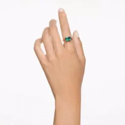 Swarovski Ringe-Matrix Cocktail Ring Rechteckschliff Grün Gold