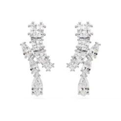 Swarovski Ohrringe-Matrix Drop Ohrhänger Verschiedene Schliffe Weiss - 5700418