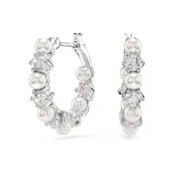 Swarovski Ohrringe-Matrix Drop Ohrhänger Kristallperle Rundschliff Weiss - 5709256