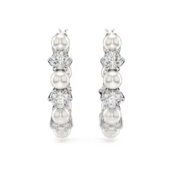 Swarovski Ohrringe-Matrix Drop Ohrhänger Kristallperle Rundschliff Weiss - 5709256