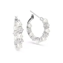 Swarovski Ohrringe-Matrix Drop Ohrhänger Kristallperle Rundschliff Weiss - 5709256